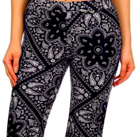 🆕NIP:SHOSHO- PAISLEY PRINT BOHO FLARE BELL BOTTOM PALAZZO BOTTOM PANTS- XL - Picture 2 of 7
